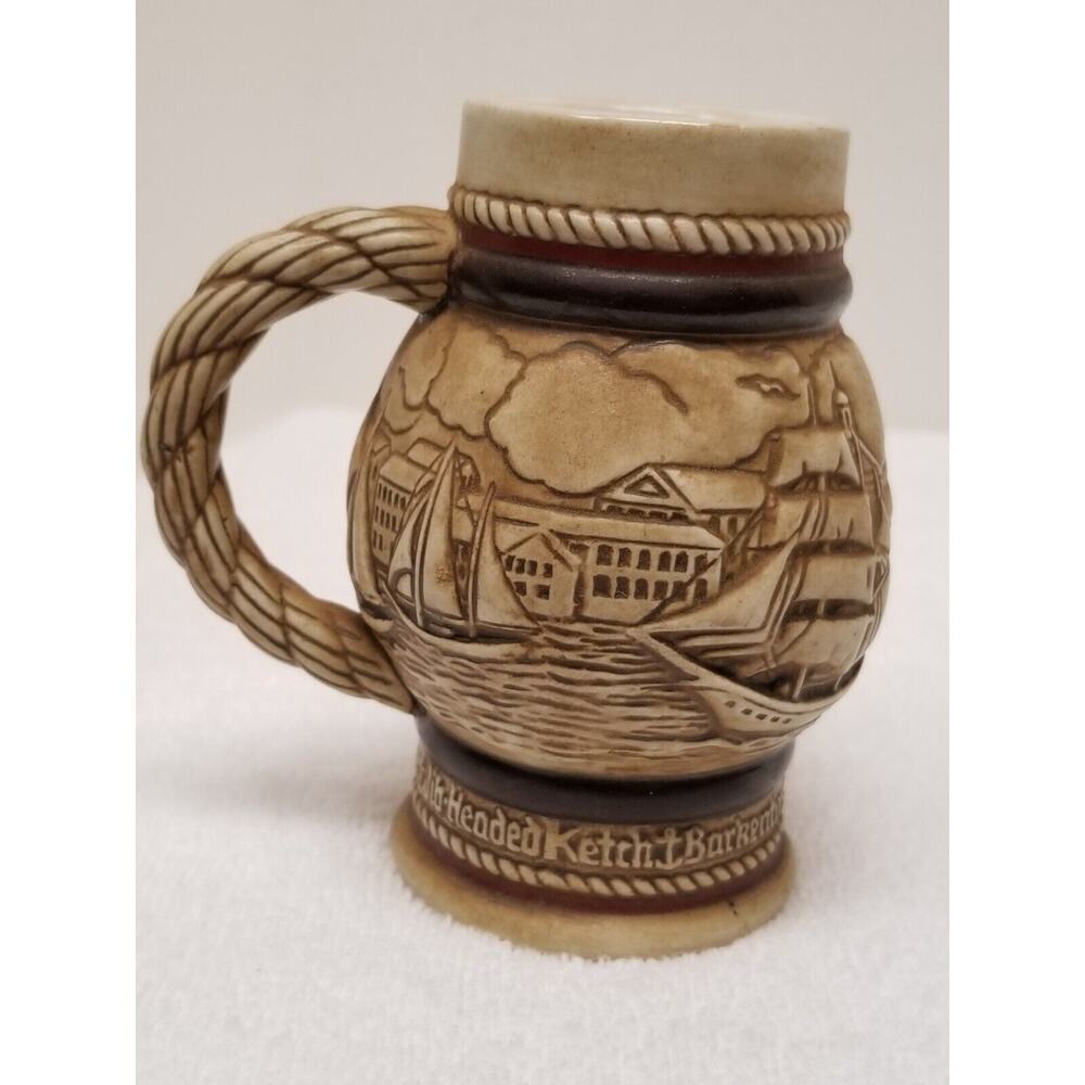 Avon Tall Ships Ceramic Stein Vintage 1982 4" Handcrafted in Brazil. 183966